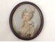 Miniature peinte portrait femme élégante camée cadre bronze cloisonné XIXè