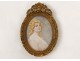 Painted miniature portrait young woman Belle Epoque framework gilt bronze XIXth