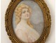 Painted miniature portrait young woman Belle Epoque framework gilt bronze XIXth