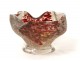 Coupe cristallerie Clichy verre coloré dorure feuillage antique glass XXème