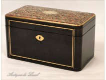 Tea box in Boulle marquetry, Napoleon III, 19th
