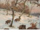 Beautiful landscape painting HST herd boars snow GFRötig painting twentieth