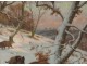 Beautiful landscape painting HST herd boars snow GFRötig painting twentieth