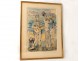 Watercolor Creixams characters gypsy guitar music trumpet twentieth century