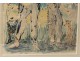 Watercolor Creixams characters gypsy guitar music trumpet twentieth century