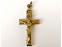 Croix reliquaire bronze doré Christ antique french cross reliquary XIXème