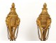 Pair of gilt bronze candlesticks cassolettes rams marble Napoleon III nineteenth