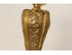 Paire bougeoirs flambeaux Régence bronze portraits personnages oiseaux 19è