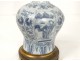 Paire lampes à pétrole porcelaine chinoise personnages fleurs bronze XIXème