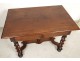 Table carved walnut Louis XIII twisted feet antique french seventeenth century