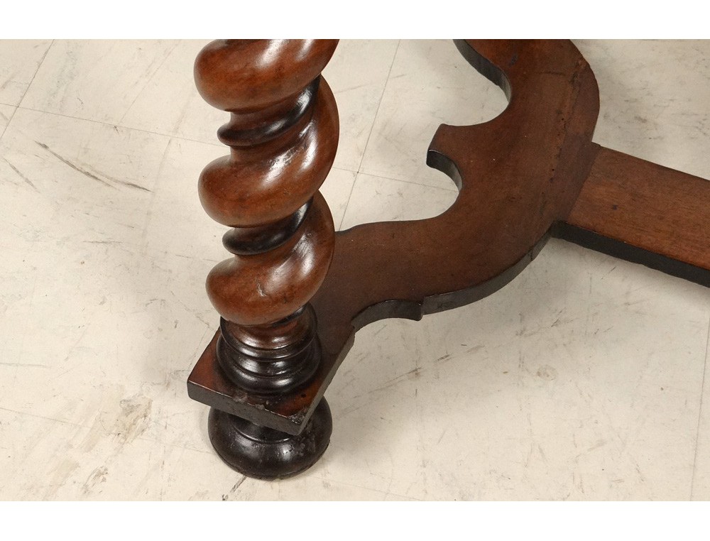 Table carved walnut Louis XIII twisted feet antique french seventeenth