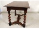 Table carved walnut Louis XIII twisted feet antique french seventeenth century