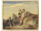 HST table Lanfant gallant scene landscape painting XIXth characters Metz