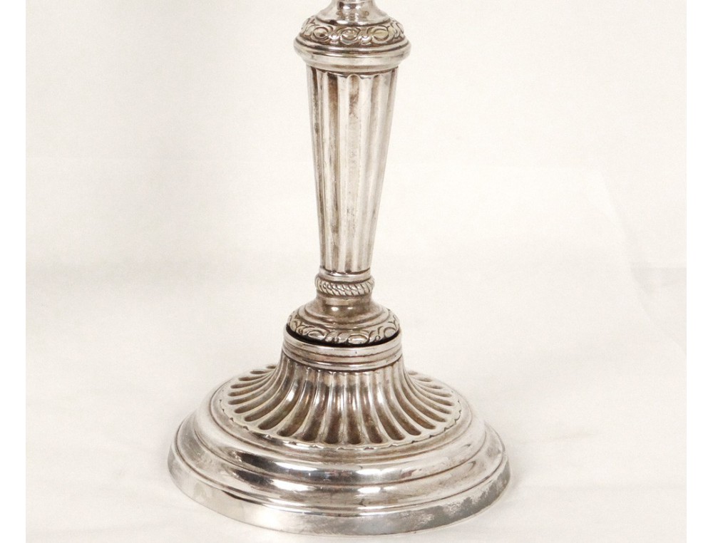 Paire De Chandeliers Candélabres Argent Massif - Art Nouveau - Portugal 1886/1938