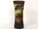 Horn vase glass paste Daum Nancy Art Nouveau landscape pond trees nineteenth