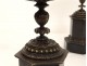 Paire cassolettes coupes bronze marbre mascarons palmettes Napoléon III 19è