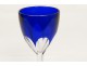Crystal Rhine wine glass carved Baccarat France Genova cobalt blue twentieth