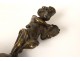 Bronze cherub sculpture seal stamp seal french antique tambourine XIX