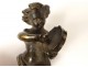 Bronze cherub sculpture seal stamp seal french antique tambourine XIX