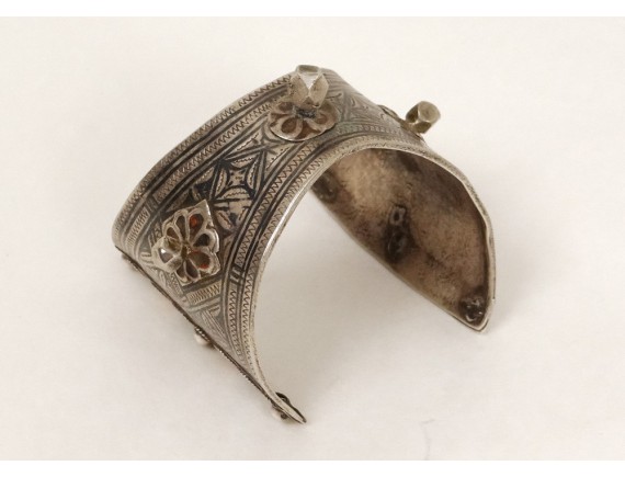 Bracelet Ancien En Argent Massif XIXe Siècle - À Réparer Ou Restaurer, Pièce De Collection Vintage