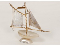 Storage compartment Sculpture sailboats pearl shell nineteenth Remember Etretat