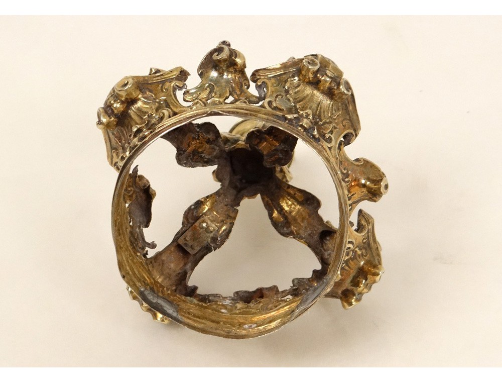 Italian crown silver gilt statue Virgin Cross shells Italy 18th