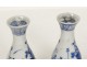 Pair of Chinese porcelain vases pots white-blue flowers eighteenth China