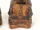 Pair reliquary boxes statues carved characters greeting 19th China