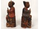 Pair reliquary boxes statues carved characters greeting 19th China