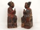 Pair reliquary boxes statues greeting carved figures 19th China