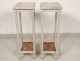 Pair of Louis XVI small bedside lacquered wood carved marble flowers twentieth