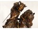 Large bronze sculpture San Luis Rey horse sword lily flowers wreath 19th