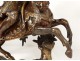 Large bronze sculpture San Luis Rey horse sword lily flowers wreath 19th