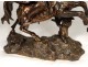 Grande sculpture bronze roi Saint-Louis cheval épée fleurs lys couronne 19è