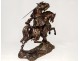 Large bronze sculpture San Luis Rey horse sword lily flowers wreath 19th