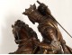 Grande sculpture bronze roi Saint-Louis cheval épée fleurs lys couronne 19è