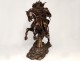 Large bronze sculpture San Luis Rey horse sword lily flowers wreath 19th