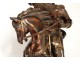 Grande sculpture bronze roi Saint-Louis cheval épée fleurs lys couronne 19è