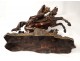 Grande sculpture bronze roi Saint-Louis cheval épée fleurs lys couronne 19è