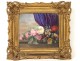 Porcelain painting still life flowers bouquet C.Martin frame stuccoed nineteenth