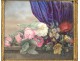 Porcelain painting still life flowers bouquet C.Martin frame stuccoed nineteenth