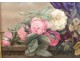 Porcelain painting still life flowers bouquet C.Martin frame stuccoed nineteenth