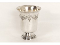 Timpani piedouche solid silver Minerva flowers silver cup 88,57gr XIX