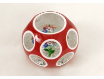 Saint-Louis cut crystal sulphide paperweight flowers 20th century