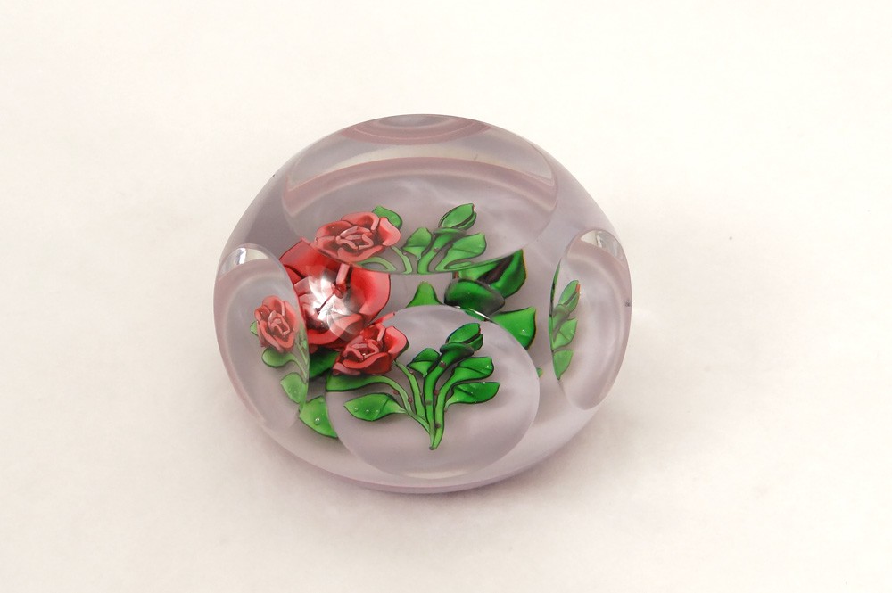 Paperweight Sulfide St Louis Crystal Rose Flower