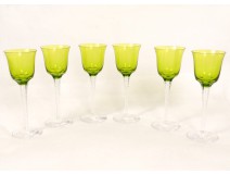 6 verres à vin Rhin Roemer cristal Lalique France Trèves chartreuse XXème