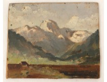 HSP small mountain landscape painting Marcel Brunery painting 20th century