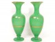 Baluster vases pair opaline green gilding Baccarat Napoleon III nineteenth