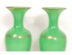 Baluster vases pair opaline green gilding Baccarat Napoleon III nineteenth