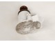Petit encrier à pompe porcelaine blanche laiton doré inkwell XIXème siècle
